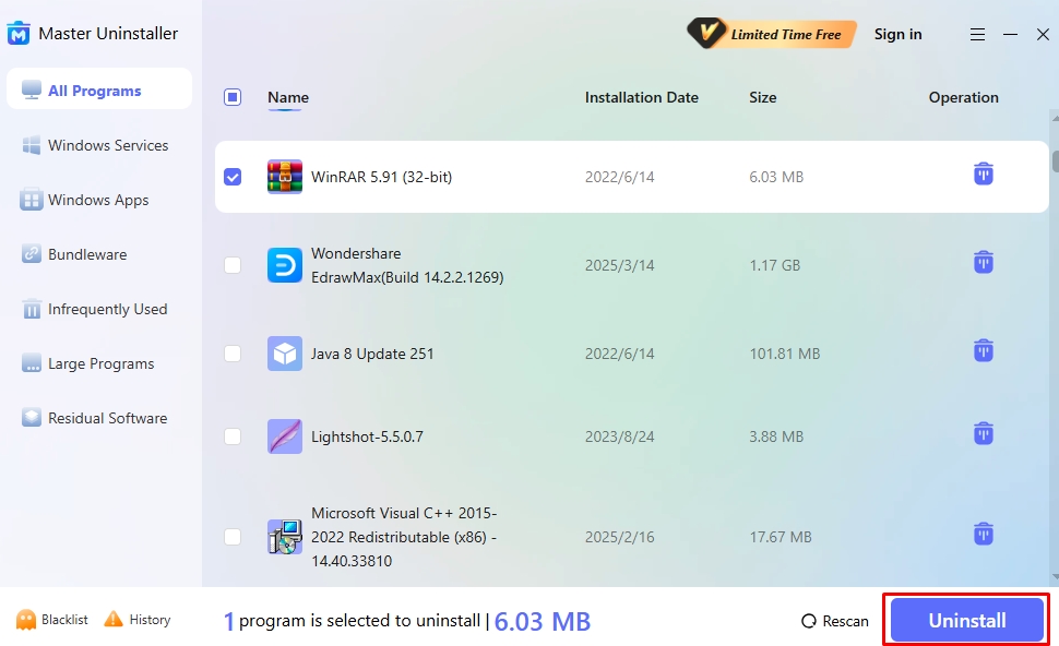 delete all programs on windows 10