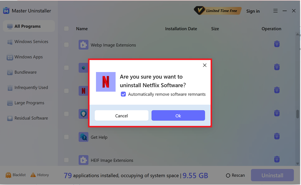 click program uninstall