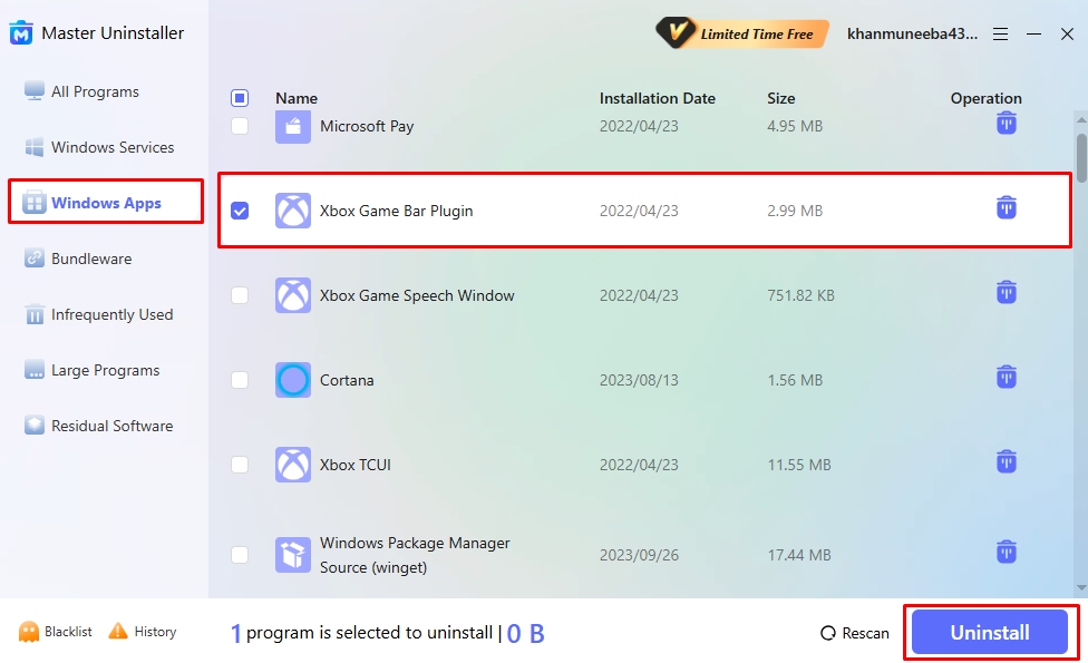 uninstall apps for disk 100 usage