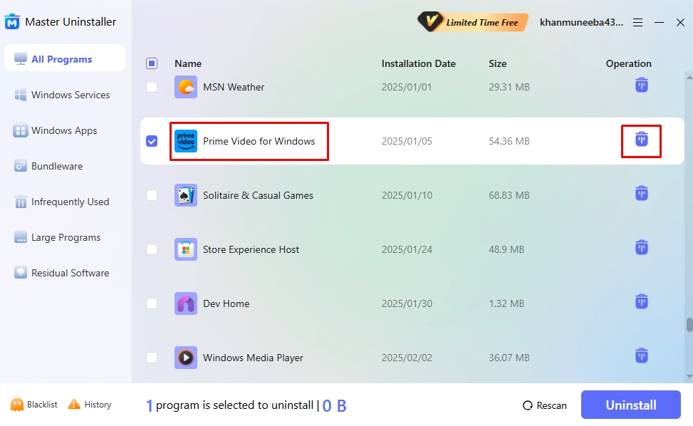 uninstall windows program using uninstaller