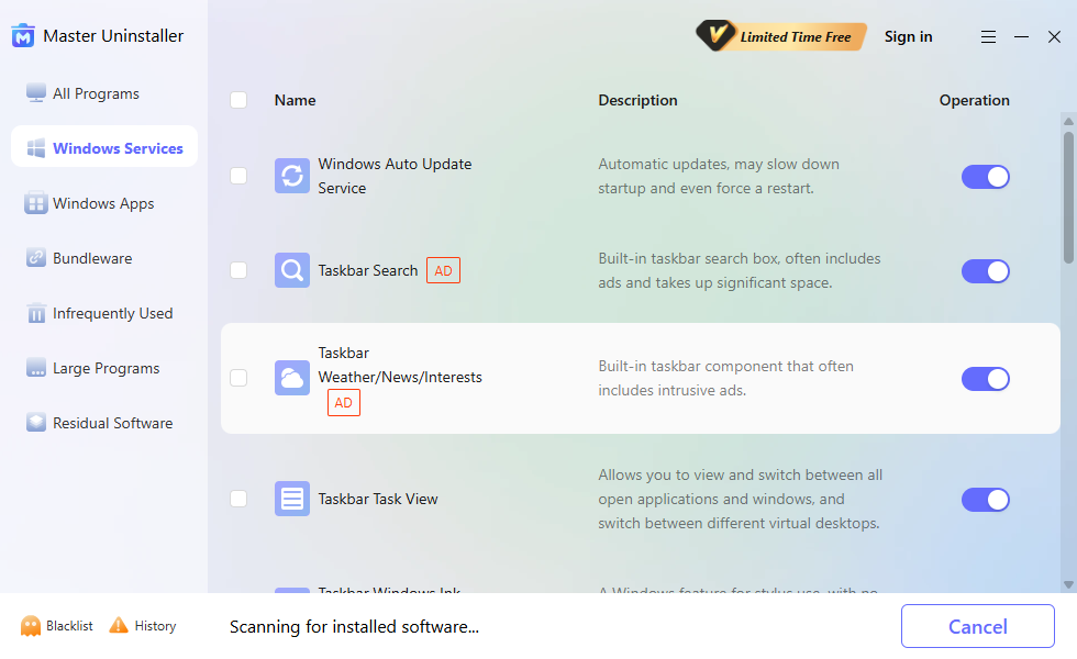 uninstall windows services