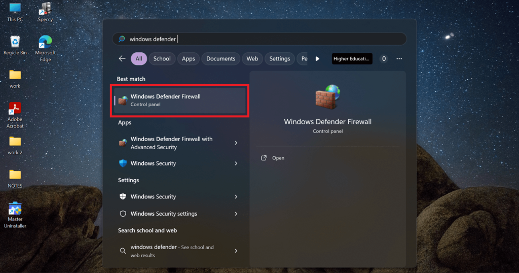 vpn not working open defender firewall
